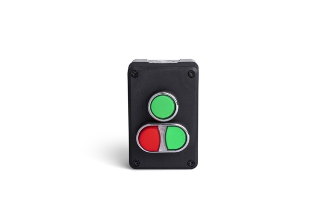 P Series Plastic 2 Holes BDK21KY + BDDY+ 2*C3BK (NO) + C4BK (NC) Black-Grey Control Box